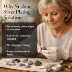 Nushine Silver Plating Solution 1.7 Oz - permanently plate PURE SLIVER onto worn silver, brass, copper and bronze (ecofriendly formula)