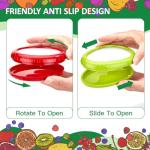BAOKUA Avocado Saver and Tomato Holder - Set of 4 Preventing Food Flavor Skewering Reusable Storage Containers for Fridge -Ideal for Garlic, Onions, Lemons, and Potatoes