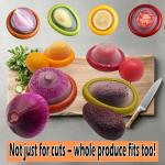 Zyphora Avocado Saver & Tomato Holder Set of 4 Silicone Food Storage Containers - Reusable Silicone Fruit Storage Box for Garlic, Onions, Lemons, Potatoes - Includes Fruit Peeler