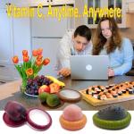 Zyphora Avocado Saver & Tomato Holder Set of 4 Silicone Food Storage Containers - Reusable Silicone Fruit Storage Box for Garlic, Onions, Lemons, Potatoes - Includes Fruit Peeler