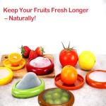 Zyphora Avocado Saver & Tomato Holder Set of 4 Silicone Food Storage Containers - Reusable Silicone Fruit Storage Box for Garlic, Onions, Lemons, Potatoes - Includes Fruit Peeler