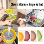 Zyphora Avocado Saver & Tomato Holder Set of 4 Silicone Food Storage Containers - Reusable Silicone Fruit Storage Box for Garlic, Onions, Lemons, Potatoes - Includes Fruit Peeler