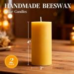 Natural Beeswax Pillar Candles - Set of 2