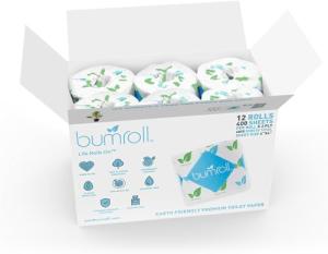 Bumroll Made in USA, 24 Premium Earth Friendly Recycled Toilet Paper Rolls - Soft, Absorbent & Eco-Friendly Bathrooms Tissue Rolls for Home & Office - Septic Safe & RV-Friendly - Bulk Toilet Paper