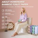 Home Nurse 100% Unbleached Bamboo Toilet Paper, 4-ply 12 Rolls, Organic Natural Plant Toilet Paper Non Toxic, PFA Free, No Chemical, Tree free, FSC Certified, Unscented