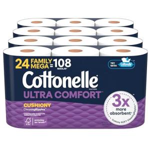 Eco-Friendly Cottonelle Ultra Comfort Toilet Paper, 24 Rolls