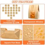 50 Pcs Bread Bags for Homemade Bread, Sourdough Paper With Window, 50% Thicker 13.7x8.2x3.7in A Large Bakery Bags Used for Storage Cookies & Snacks, 60 Cute Sealing Stickers With Ties