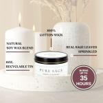 Premium Pure Sage Candle, Natural Soy Wax with Cotton Wick, Phthalate-Free Scent, 35-Hour Burn, Aromatherapy Candle for Home Energy Cleansing & Negativity Protection