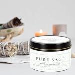 Premium Pure Sage Candle, Natural Soy Wax with Cotton Wick, Phthalate-Free Scent, 35-Hour Burn, Aromatherapy Candle for Home Energy Cleansing & Negativity Protection