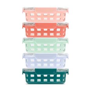 Ello Duraglass 3.4 Cup Meal Prep Sets 10Pc, 5 Pack Set- Glass Food Storage Container with Silicone Sleeve and Airtight BPA-Free Plastic Lids, Dishwasher, Microwave, and Freezer Safe, Melon