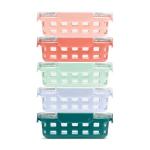 Ello Duraglass 3.4 Cup Meal Prep Sets 10Pc, 5 Pack Set- Glass Food Storage Container with Silicone Sleeve and Airtight BPA-Free Plastic Lids, Dishwasher, Microwave, and Freezer Safe, Melon