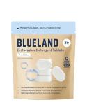 BLUELAND Dishwasher Detergent Tablets, 36 Count, Unscented Plastic-Free Eco Friendly Dishwashing Pods, Natural, Non Toxic, Sustainable