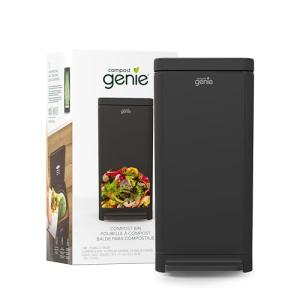 Kitchen Compost Bin, Black Stainless-Steel Large, 3.6 Gallon, Indoor Odorless Composting, Hands-Free, Washable Parts, Includes 8 Tear-Off Compostable Bags and 1 Carbon Filter