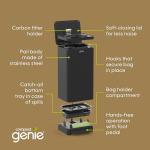 Kitchen Compost Bin, Black Stainless-Steel Large, 3.6 Gallon, Indoor Odorless Composting, Hands-Free, Washable Parts, Includes 8 Tear-Off Compostable Bags and 1 Carbon Filter