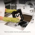 Kitchen Compost Bin, Black Stainless-Steel Large, 3.6 Gallon, Indoor Odorless Composting, Hands-Free, Washable Parts, Includes 8 Tear-Off Compostable Bags and 1 Carbon Filter