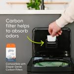 Kitchen Compost Bin, Black Stainless-Steel Large, 3.6 Gallon, Indoor Odorless Composting, Hands-Free, Washable Parts, Includes 8 Tear-Off Compostable Bags and 1 Carbon Filter