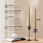 Olive Green Dripless Taper Candles - Set of 4