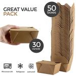 Stock Your Home Take Out Food Containers Microwaveable Kraft Brown Take Out Boxes 30 oz (50 Pack) Leak and Grease Resistant for Restaurant, Catering and Party