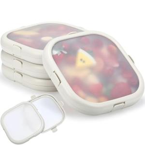 Nuogo 4 Pcs Silicone Fruit Storage Box Anti-oxidation Avocado Saver Storage Tomato Pod Vegetable Saver Reusable for Fridge Garlic Lemons Potatoes (White,7.9 x 7.9 x 1.4 Inches)