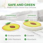 AIRNEX Biodegradable Cellulose Compressed Sponges Bulk - Fruit Shaped Kitchen Pack of 12 - Eco Friendly, Odor Free, Natural, Pop Up Compostable Scrubbers for Washing Dishes