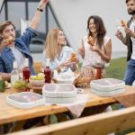 Nuogo 4 Pcs Silicone Fruit Storage Box Anti-oxidation Avocado Saver Storage Tomato Pod Vegetable Saver Reusable for Fridge Garlic Lemons Potatoes (White,7.9 x 7.9 x 1.4 Inches)