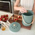 Beautiful Kitchen Compost Bin with Smell Proof Lid - Rust Proof and Odorless Compost Bucket for Your Countertop with No Smell Filters - Easy to Clean 1.1 Gallon Bin Looks Great On Any Kitchen Counter