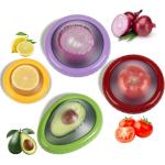 Avocado Saver Onion Storage 4Pcs,Reusable Silicone Fruit Vegetable Containers For Fridge,Anti-oxidation Fresh Stretch Pod Food Box Set for Lemons Tomato Garlic Potatoes Apples,Dishwasher Safe