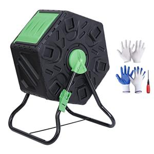 F2C 18.5 Gallon Compost Tumbler Compost Bin All-Season Outdoor BPA Free Single Rotating Chamber Composters w/ 2 Sliding Doors and Solid Steel Frame