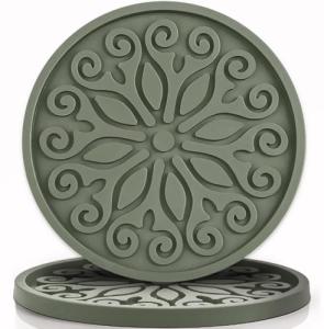 Silicone Coasters for Drinks,Resistant Reusable Drink Coasters-Great Gift for Birthday, Housewarming,Room Decor,Holiday Party (2-Desert Sage)