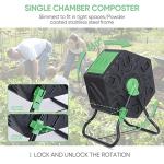 F2C 18.5 Gallon Compost Tumbler Compost Bin All-Season Outdoor BPA Free Single Rotating Chamber Composters w/ 2 Sliding Doors and Solid Steel Frame