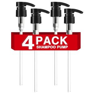 4-Pack Shampoo Pump for Liter 33.8 oz Shampoo and Conditioner, Pump Dispenser Fits Most Salon Brand Bottles with 1.1 inch Wide Opening, Black Replacement Pump for Hair Products, Body Wash, Lotion, Gel