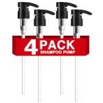 4-Pack Shampoo Pump for Liter 33.8 oz Shampoo and Conditioner, Pump Dispenser Fits Most Salon Brand Bottles with 1.1 inch Wide Opening, Black Replacement Pump for Hair Products, Body Wash, Lotion, Gel