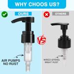 4-Pack Shampoo Pump for Liter 33.8 oz Shampoo and Conditioner, Pump Dispenser Fits Most Salon Brand Bottles with 1.1 inch Wide Opening, Black Replacement Pump for Hair Products, Body Wash, Lotion, Gel