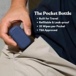 Fresh Peaches Toilet Paper Gel, Wet Wipe Alternative - Septic Safe, Flushable, Hypoallergenic, Eco-Friendly Toilet Paper Spray (Blue Pocket, Starter w Pocket)