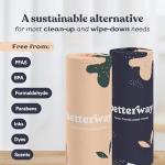 Betterway Bamboo Paper Towels - 6 Rolls, 2 Ply - Plastic Free, Disposable Kitchen Paper Towels - Select Size, Tree Free, Compostable, Strong & Absorbent, No Dyes