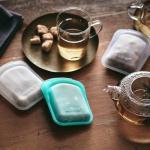 Stasher Premium Silicone Reusable Food Storage Pocket Bags, 2-Pack, Clear + Aqua | Multi-Use Food Storage Bags, Lunch Bag, Travel Containers | BPA Free, Leak-free, Dishwasher-Safe, Eco-friendly, 4 Oz