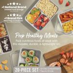 Bentgo 20-Piece Lightweight, Durable, Reusable BPA-Free 3-Compartment Containers - Microwave, Freezer, Dishwasher Safe - Stone Gray