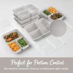 Bentgo 20-Piece Lightweight, Durable, Reusable BPA-Free 3-Compartment Containers - Microwave, Freezer, Dishwasher Safe - Stone Gray