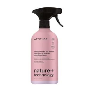 ATTITUDE Shower and Tiles Cleaner Spray, Natural Origin Ingredients, EWG Verified, Eliminate Soap Scum, Limescale, Streak Free, Lemon & Rosewood, 26 Fl Oz