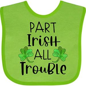 inktastic Part Irish All Trouble St. Patrick's Day with Green Clovers Baby Bib Apple Green 3a263