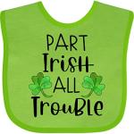 inktastic Part Irish All Trouble St. Patrick's Day with Green Clovers Baby Bib Apple Green 3a263