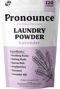 Pronounce Laundry Detergent Powder Alternative | Earth-Derived Ingredients, Eco-Friendly, Safer for Sensitive Skin, Eczema, and Babies. Stain + Smell Fighting. HE Safe (Lavender, 120 Loads).