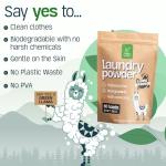 Green Llama Eco-Friendly Laundry Powder, (3-Pack) - Hypoallergenic, 180 Loads Total, Safe for Sensitive Skin, Biodegradable Ingredients, Compostable Bag - Effective Unscented Cleaning - without Scoop