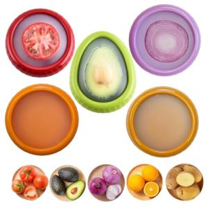 FUTIKOA 5 Pack Avocado Saver and Onion Storage – Reusable Silicone Stretch Pods, Airtight Fresh pods food storage for Fridge,BPA-Free -Ideal for Avocado, Tomato, Lemon, Orange, Onion, Snacks