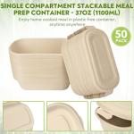 Eco-Friendly Compostable Meal Prep Containers - 50 Pack