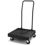 Carlisle FoodService Products E-Z Glide Warewashing Rack Dolly Dishwashing Rack Dolly with Drain and Handle for Kitchen and Restaurants, Plastic, 22.5 X 22.5 X 8 Inches, Black