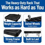 Carlisle FoodService Products E-Z Glide Warewashing Rack Dolly Dishwashing Rack Dolly with Drain and Handle for Kitchen and Restaurants, Plastic, 22.5 X 22.5 X 8 Inches, Black