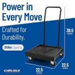 Carlisle FoodService Products E-Z Glide Warewashing Rack Dolly Dishwashing Rack Dolly with Drain and Handle for Kitchen and Restaurants, Plastic, 22.5 X 22.5 X 8 Inches, Black