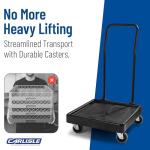 Carlisle FoodService Products E-Z Glide Warewashing Rack Dolly Dishwashing Rack Dolly with Drain and Handle for Kitchen and Restaurants, Plastic, 22.5 X 22.5 X 8 Inches, Black