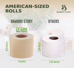 Bamboo Story Premium Bamboo Toilet Paper, PFAS Free, Chemical Free Toilet Paper, Unbleached, (24) 3PLY & 300 Sheets, FSC Certified, Organic Brown, Plant-Based, Tree-Free, Plastic Free, BPA Free (24)
